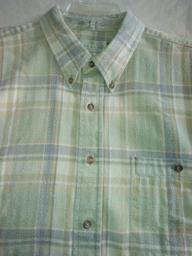 Mens Bill Blass Flannel Shirt, Light Green Plaid, Size XLT - Picture 3 of 4