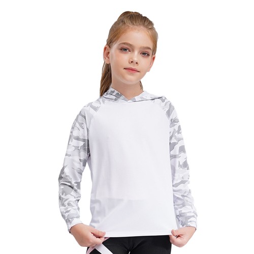 Kids Girls Boys UPF Sun Shirt Long Sleeve Hooded Sun Protection Rash Guard Shirt - Picture 29 of 45