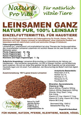 Leinsamen Hund Verdauung BARF Zusatz natürliche Magenpflege Darmpflege Hund 10kg