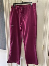 Cherokee Workwear Women Scrub Pant WW120 Flare Drawstring Wine Color Size L