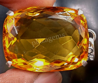 100 Ct Cushion Orange Citrine Pendant 925 Strealing silver Loose Gems k