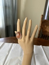 Pink and Clear Quartz Silver Plated Ring Size 6.5