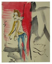 BUY MAN ORIGINAL INK PAINTING OUTSIDER HANGING UNIQUE URBAN CITY FOLK LOCAL ODD