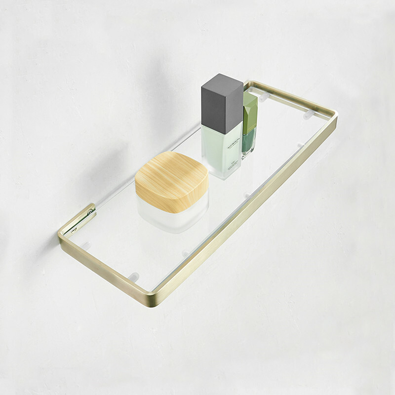 Luxury Stainless Steel Bathroom Shelf Glass Single Tier Bath Shelf Brushed Gold | eBay