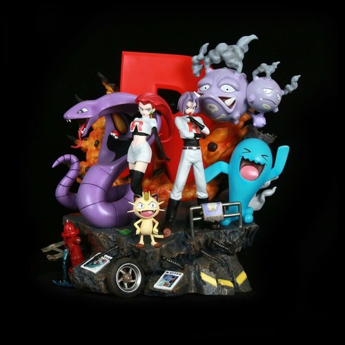 Anime Pokemon Team Rocket Jessie James Meowth figure statue boxed gift toy decor