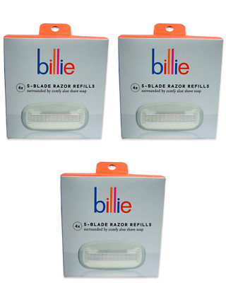 Billy Razor Heads 3 boxes Billie Shaving Razor Refill Cartridge Heads 5-Blade Cartridges ...