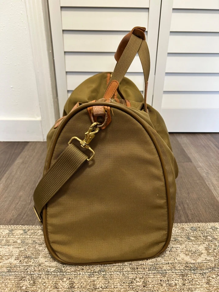 Подлинная спортивная сумка для выходных Hartmann Sage зеленая желтовато-коричневая кожа 20 дюймов - Изображение 3 из 4