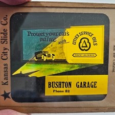 1920's Silent Movie Advertising Glass Slide Protect Your Car Cities Service Oils
