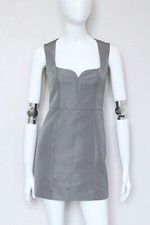 New! Red VALENTINO grey satin taffeta sleeveless zip mini dress UK6 US2 IT38