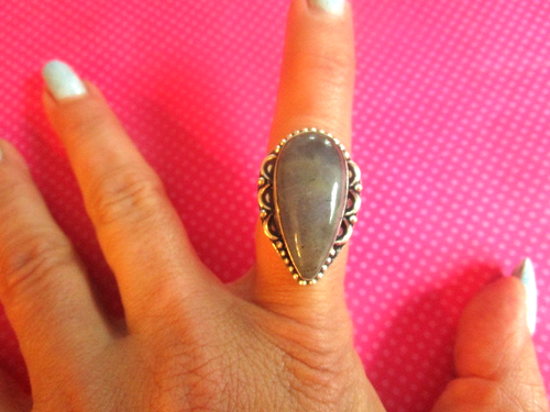 labradorite sterling silver point ring