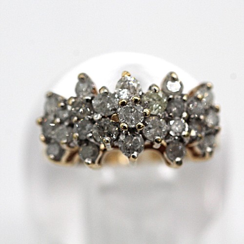 10K Yellow Gold Natural Diamond Cluster Ring size 7