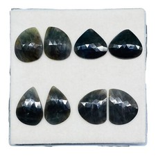 4 Pairs Natural Sapphire 18.5-23.5mm Unheated Checker Cut Loose Gemstones Lot