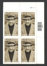 Unused US Postage Block 34 Cent Stamps BLACK HERITAGE Langston Hughes