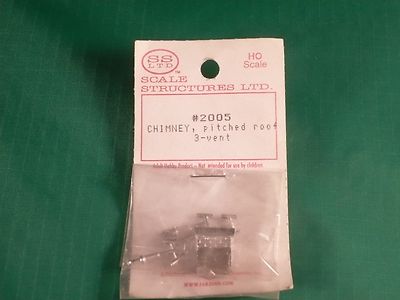 Scale Structures Ltd. HO #2005 Chimney Kit - 3 Vent Pitched Roof Tenement House 