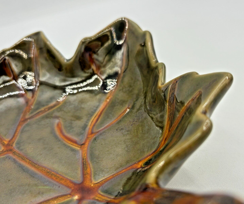 Pottery Barn Harvest Leaf Ceramic Glazed Serving Plate Tray Autumn Fall Decor - Picture 14 of 16