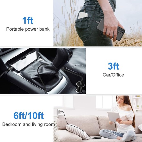 Câble USB C 10 pieds 5 pack charge rapide synchronisation de données tressé cordon durable - Photo 7 sur 9