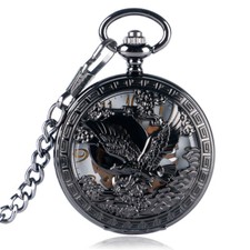 Mens Vintage Mechanical Pocket Watch Pendant Chain Eagle Fob Watches Luxury Gift
