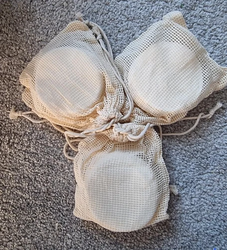 24 Pads 3 Pks Reusable Make up Remover Pads In Mesh Bag  Washable Organic Cotton
