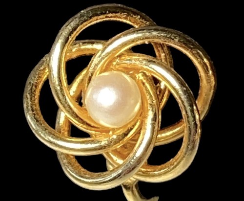 Orecchini Vintage Clip Tono Oro Perline - Foto 2 di 4