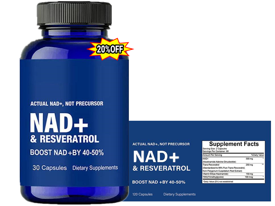 NAD+ Resveratrol 1000mg Anti-Aging Supplement for Energy Focus Sleep Support and Athletic Performance  