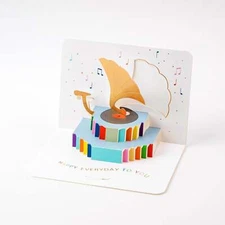 Melody From Phonograph - Pop Up 3D Greeting Card with Envelope