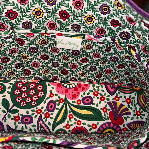 Vera Bradley Viva La Vera Floral Tote Bag Large Purse Purple Yellow Bright Funky - Picture 13 of 13