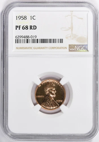 1958 Lincoln Wheat Cent NGC Proof-68 RD Philadelphia Mint