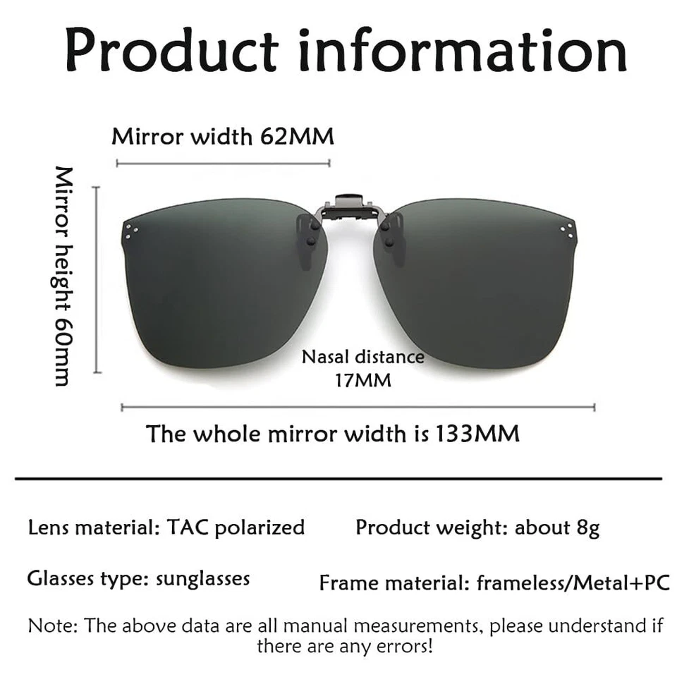 Clip Solaire pour Lunettes de Vue Clip Solaire Clip Lunettes Conduite de Nuit... - Photo 2/4