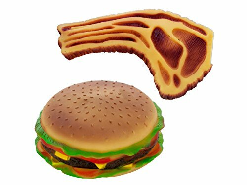 RainbowKinect Kole Squeaky Hamburger and Steak Dog Toy 