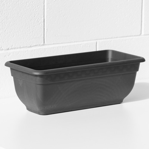 Set of 2 Slate Grey Garden Troughs 47cm Long Plastic Bell Pot Flower Planter Pot - Picture 3 of 7