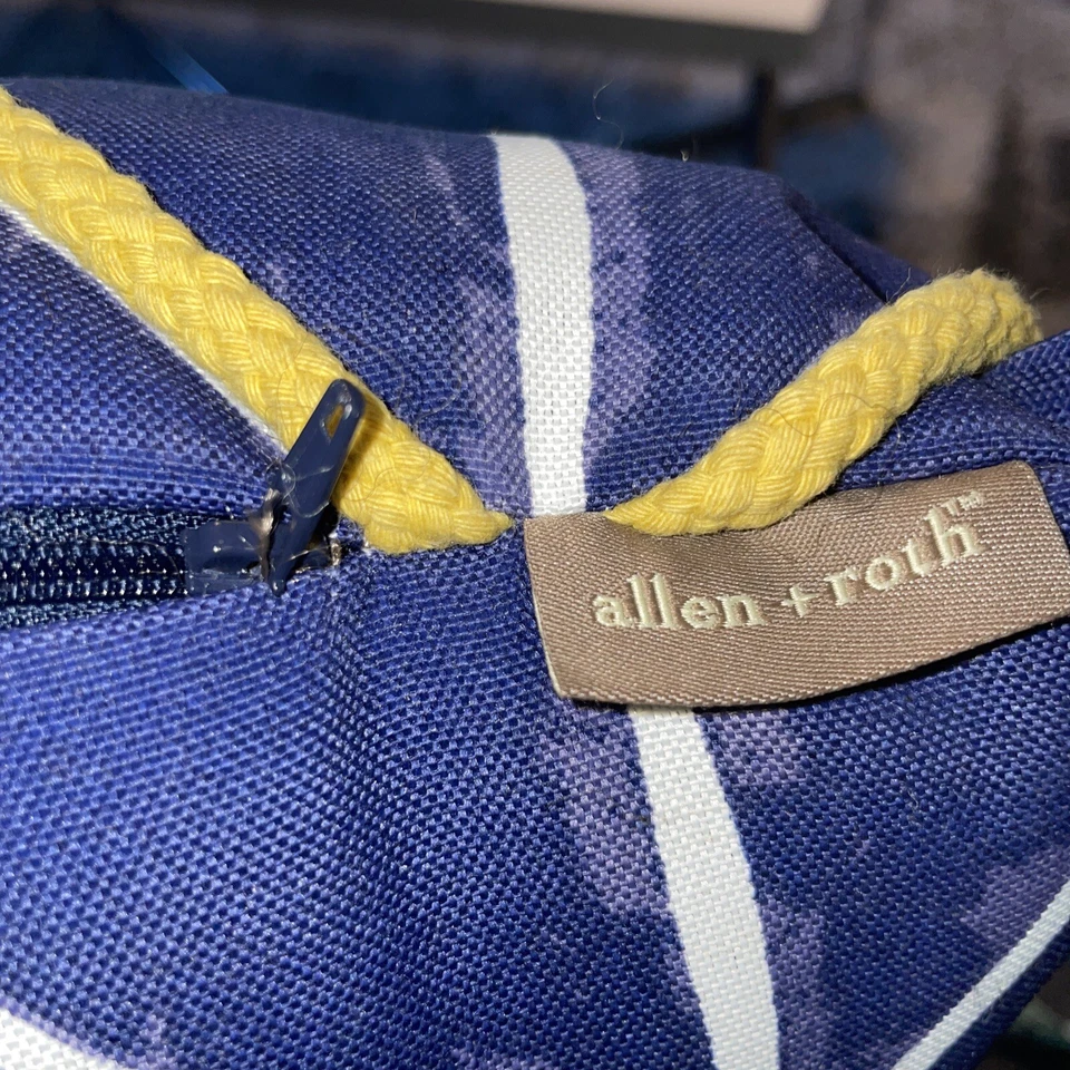 Allen+Roth Indoor Outdoor Pillows Patio Accent Nautical Navy Blue Yellow 17 X 17 - Image 2 of 4