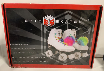 Epic Skates Allure Light-Up Quad Roller, Women's US 9, White