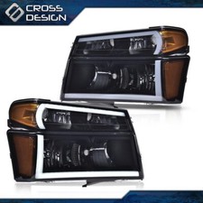 Fit For 2004-2012 Chevy Colorado Gmc Canyon Led Drl Tube Headlights Black Lamps Fit For 2004-2012 Chevy Colorado Gmc Canyon Led Drl Tube Headlights Black Lamps