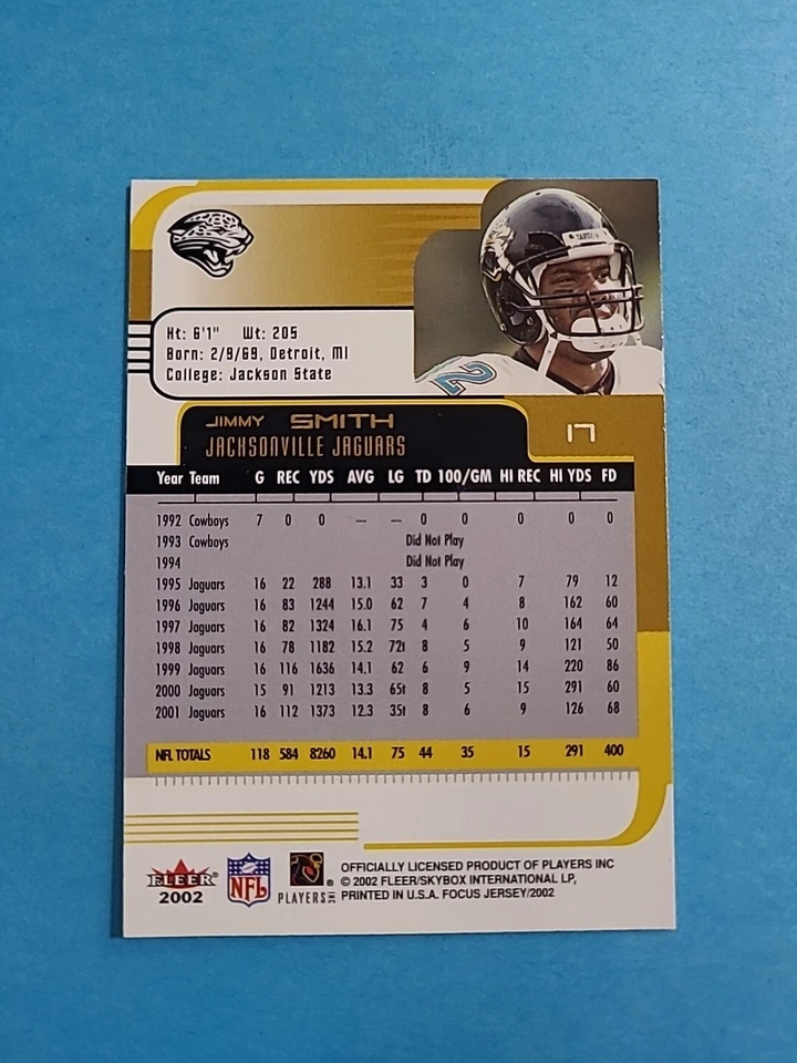 Jimmy Smith 2002 Fleer Focus Jersey Edition Football Card # 17 I3256 - Image 2 of 2