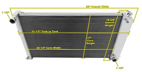 3 Row CR Radiator 17x28",14" SPAL Fans, Shroud 1968-1977 Chevelle (Manual Trans) - Picture 5 of 6