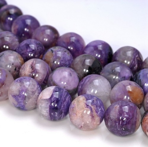 14MM CHAROITE GEMSTONE GRADE A ROUND LOOSE BEADS 8" - Picture 3 of 4