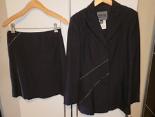 Authentic Versace Jeans Couture Black Suit Set Mini Skirt Blazer EUR24/38 US2/XS