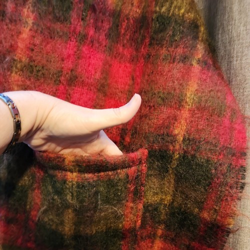 SAKS FIFTH AVENUE Plaid Mohair Pure Wool Scarf 68" x 19" Made in Scotland 5105 - Picture 3 of 7