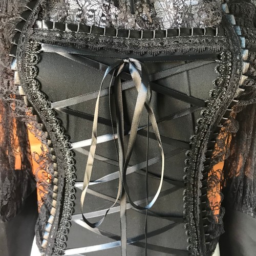 Phaze Reino Unido Gótico Lolita Victoriano Aristócrata Juegos con disfraces Negro Con cordones Camafeo Top 2XL - Imagen 5 de 8
