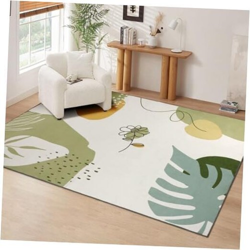  Washable Area Rug 5x7, Boho Kids Bedroom Playroom Rug, Non-Slip 5'x7' Green