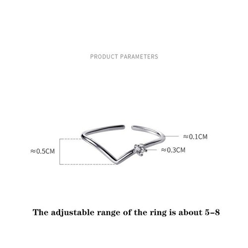 Anello Regolabile Argento Moda Zircone Semplice per Donna Accessori Gioielli - Foto 3 di 9
