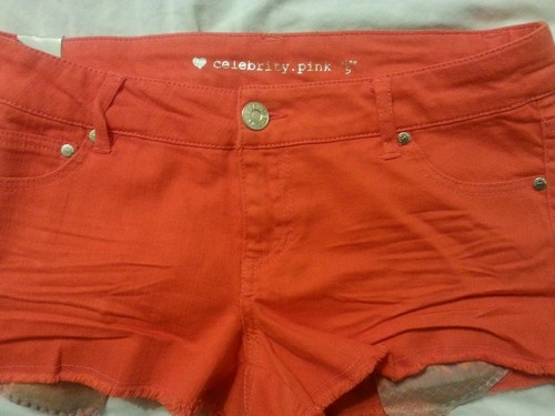 Women Shorts Size 1 Junior Celebrity Pink Jeans Orange - Picture 2 of 3