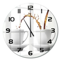 Runde Glasuhr Runde Glas-Wanduhr VerschüTteter Kaffee Schwarze Zeiger Fi60 Cm