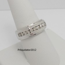 MENS 3/4CT NATURAL ROUND DIAMOND WEDDING BAND BRIDAL RING 10K WHITE GOLD
