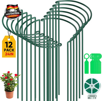 Pflanzenstützen Set 12 Stück für Garten & Zimmerpflanzen, robust & rostfrei