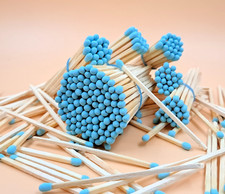 100 Baby blue Tip Wooden Matches- 7,5 cm 3 in , Candles  Wedding Decor