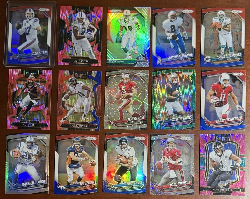 Panini NFL Football Card Lot 49 Prizm Select Silver Parallel Shock Refractor RWB
