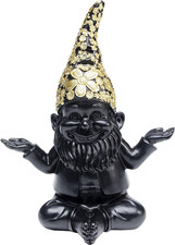 Kare Design Deko Figur Zwerg Meditation, Schwarz/Gold, Gartenzwerg, Wohnaccessoi