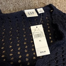GAP NUEVO CON ETIQUETAS Mini Vestido Crochet Azul Dobladillo Viela Forrado Talla XL Playa Resortwear
