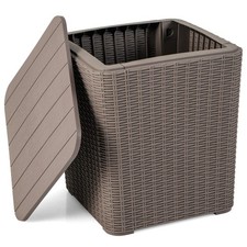 Deck Box 11.5 Gallon 330lb Waterproof Faux Wicker Brown Giantex Gt11634-np Side Deck Box 11.5 Gallon 330lb Waterproof Faux Wicker Brown Giantex Gt11634-np Side